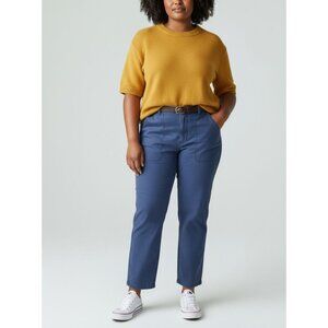 J. Crew Womens Blue Chino Pants Size 8 With Front & Back Pockets Button Closure